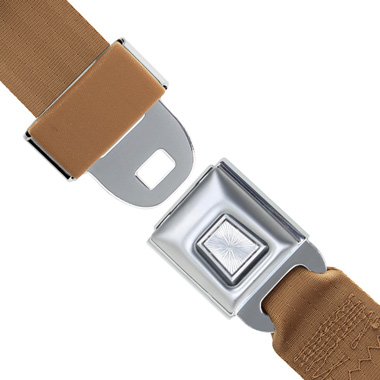 Lap Seat Belt, Metal Button Release, Tan