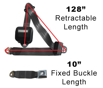 1979-89 Mustang Fox Body 3-Point Retractable Seat Belts, Front Pair ...