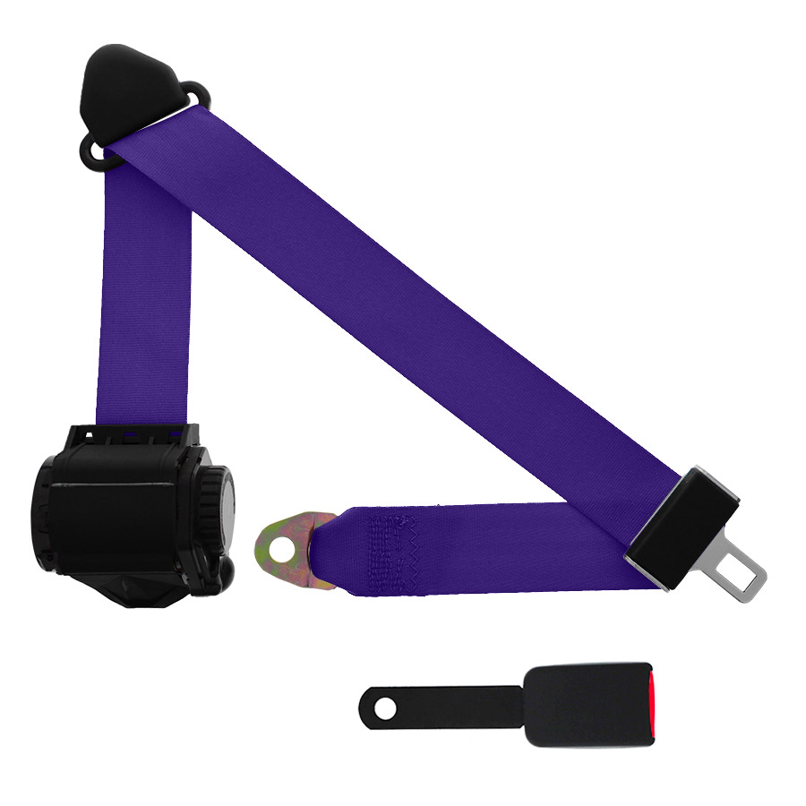 3 Point Retractable Seat Belt with End Release, Purple